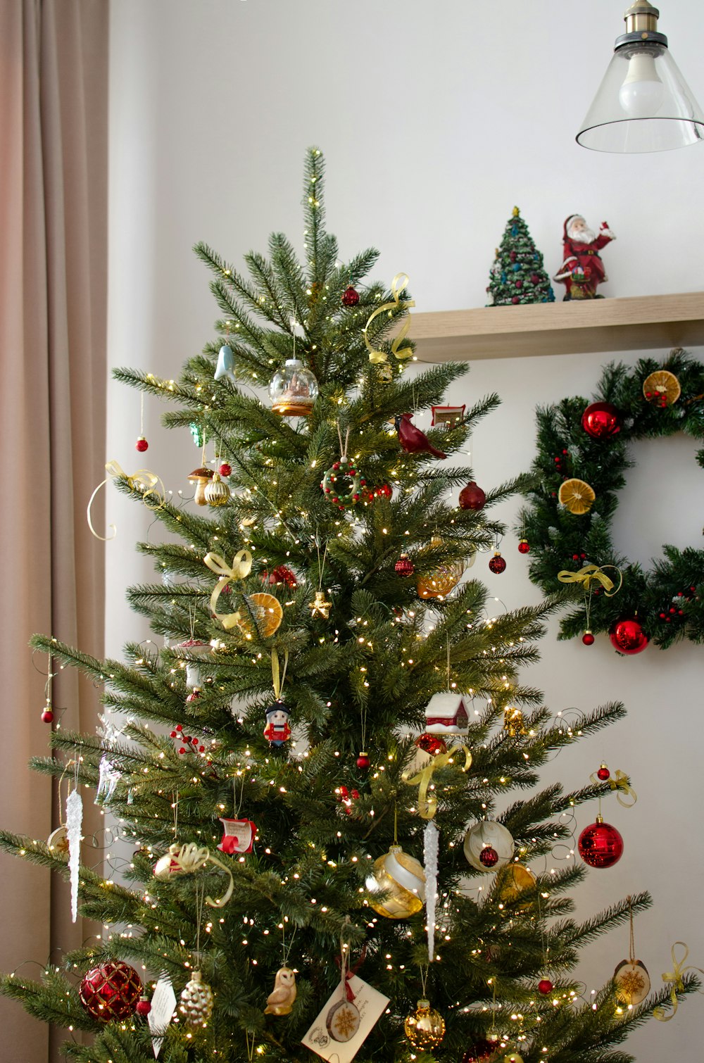a decorated christmas tree in a living room