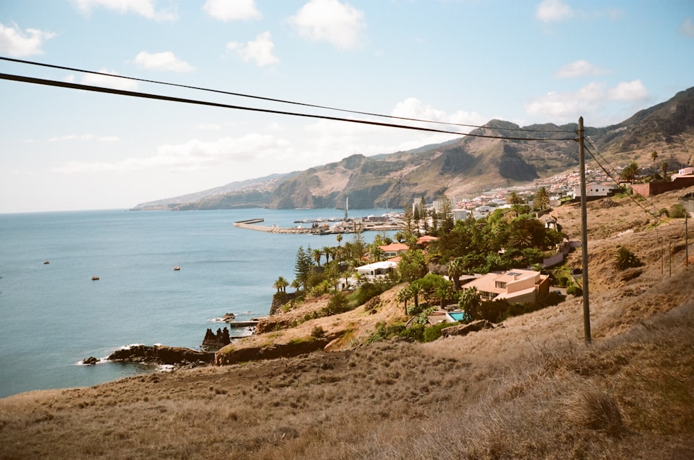 a view of a body of water from a hill