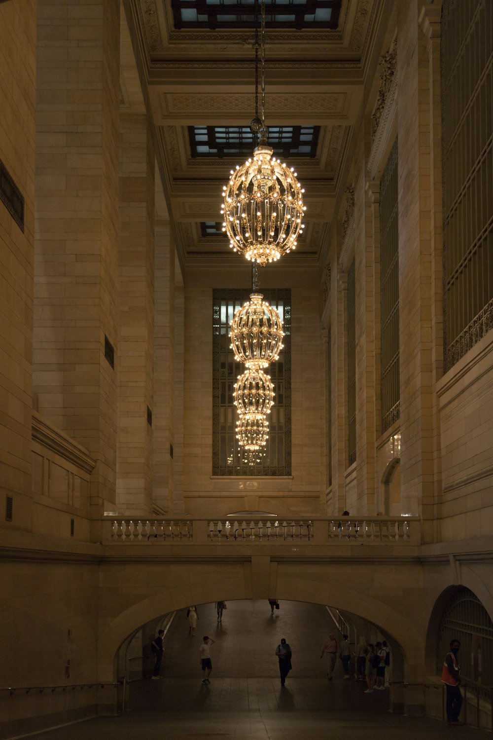 a chandelier hanging from the ceiling of a building