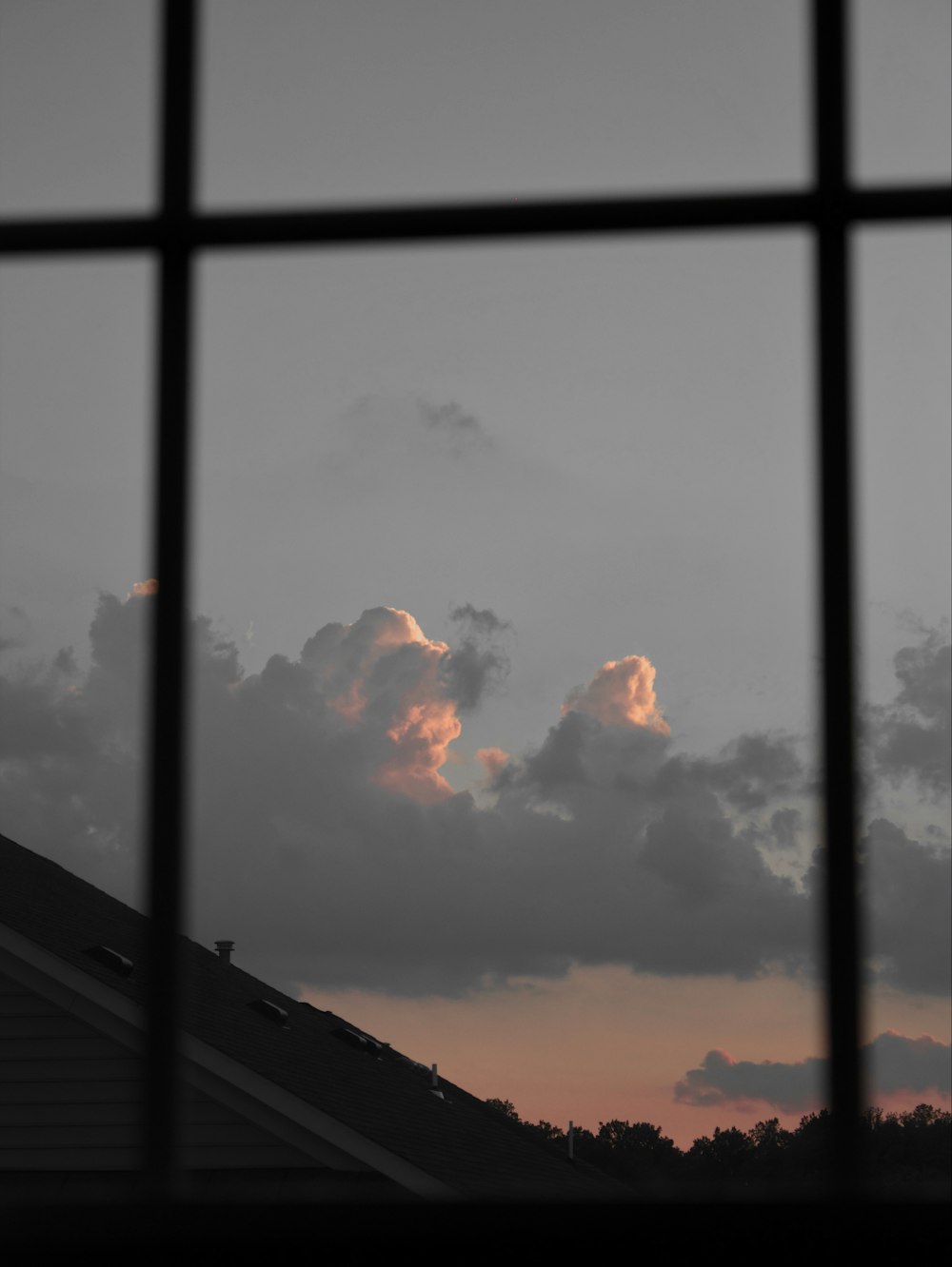 a view of the sky through a window