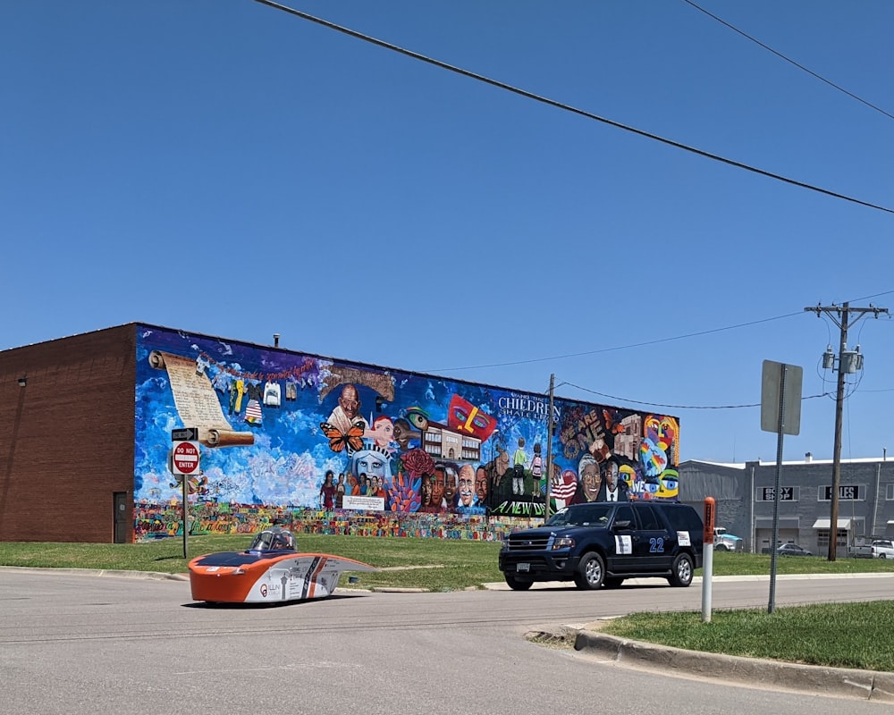 a large mural on the side of a building