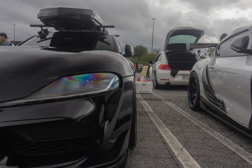 a couple of cars parked next to each other