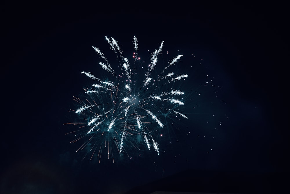 Un grande fuoco d'artificio è illuminato nel cielo notturno