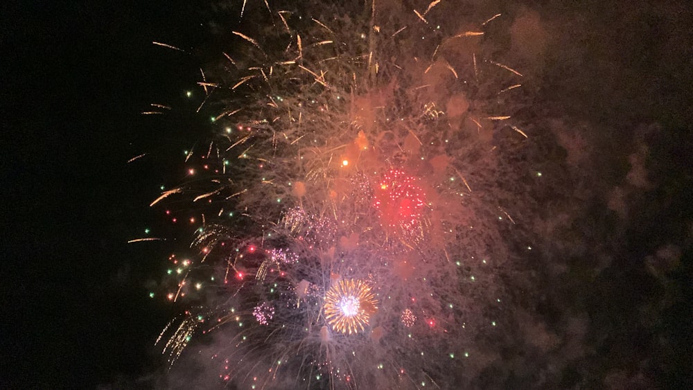 Un grande spettacolo pirotecnico nel cielo notturno