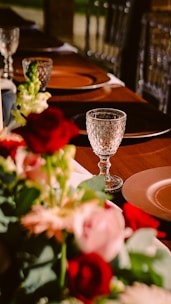A beautifully arranged table set for a catering event with vibrant dishes.