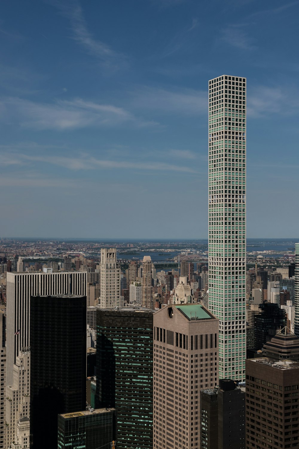 a view of a city with tall buildings