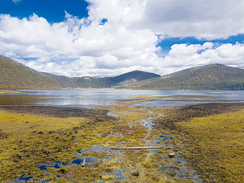 a large body of water surrounded by mountains