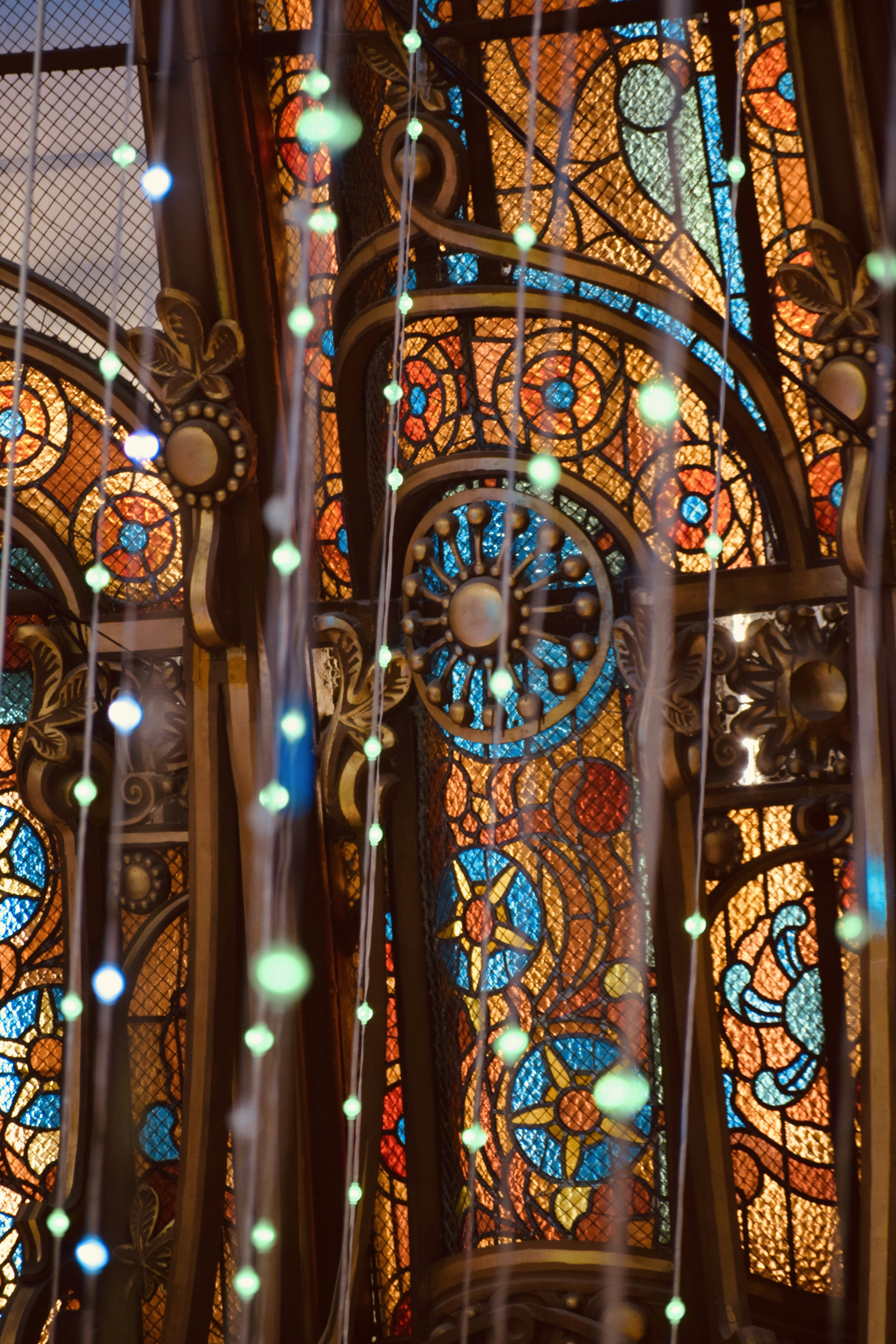 a close up of a stained glass window