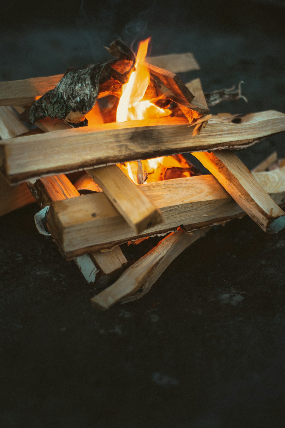 a close up of a fire in a fire pit