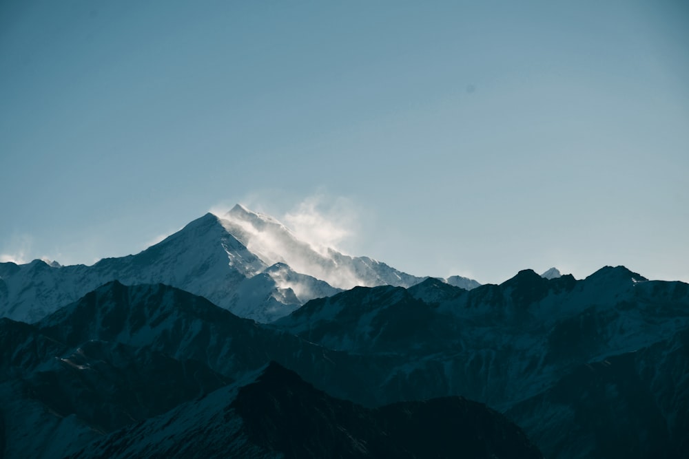 a view of the top of a snowy mountain