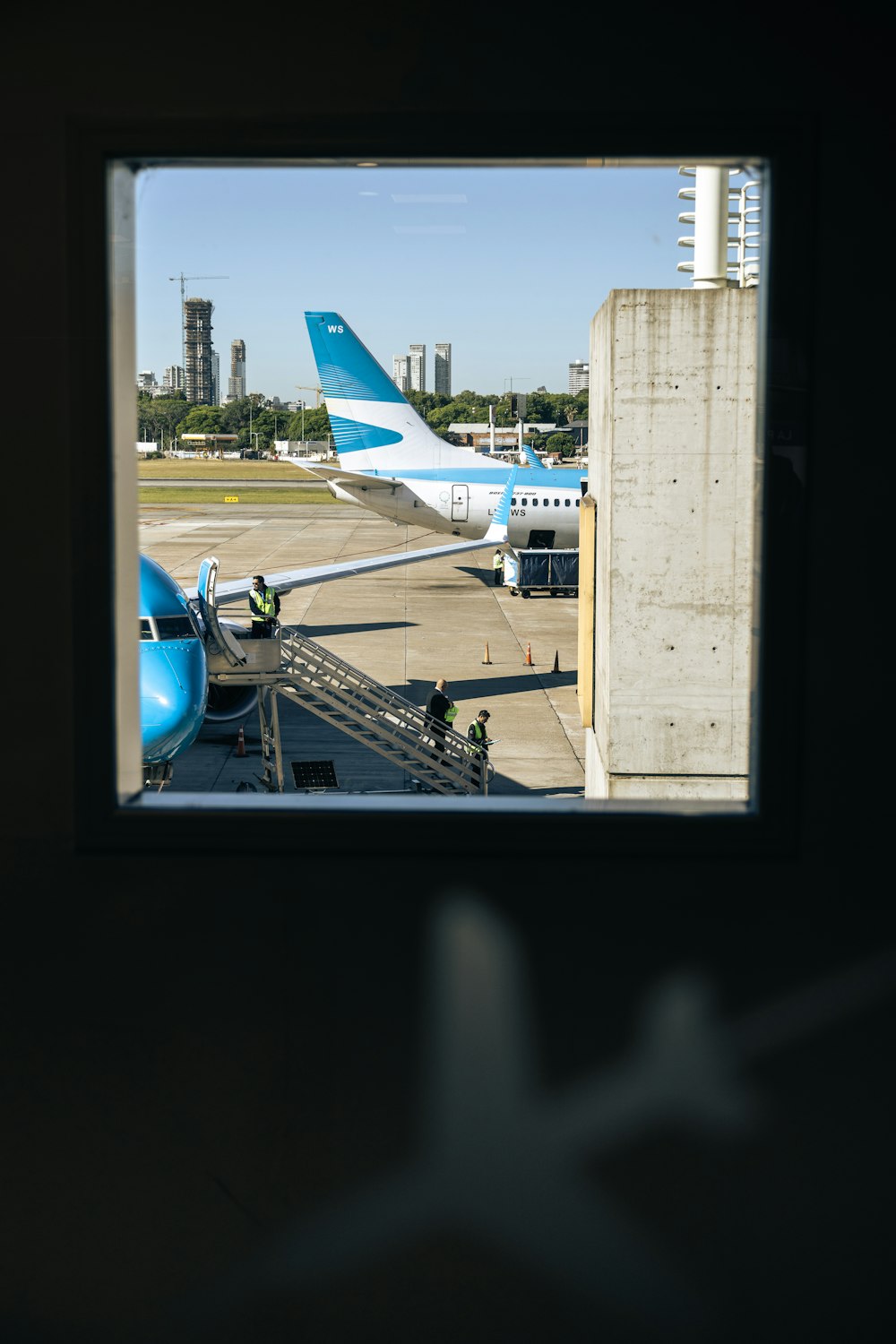 a view of an airport from a window