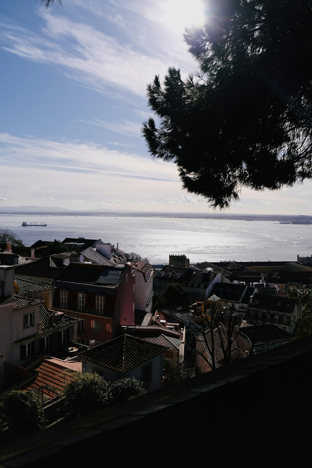 a view of a body of water from a hill