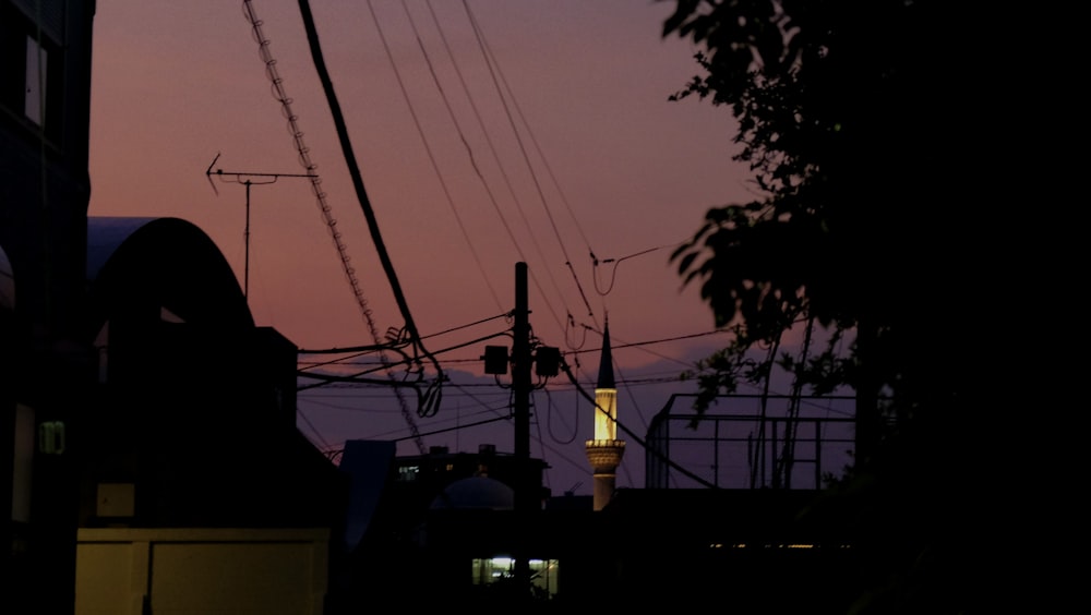 a view of a clock tower in the distance