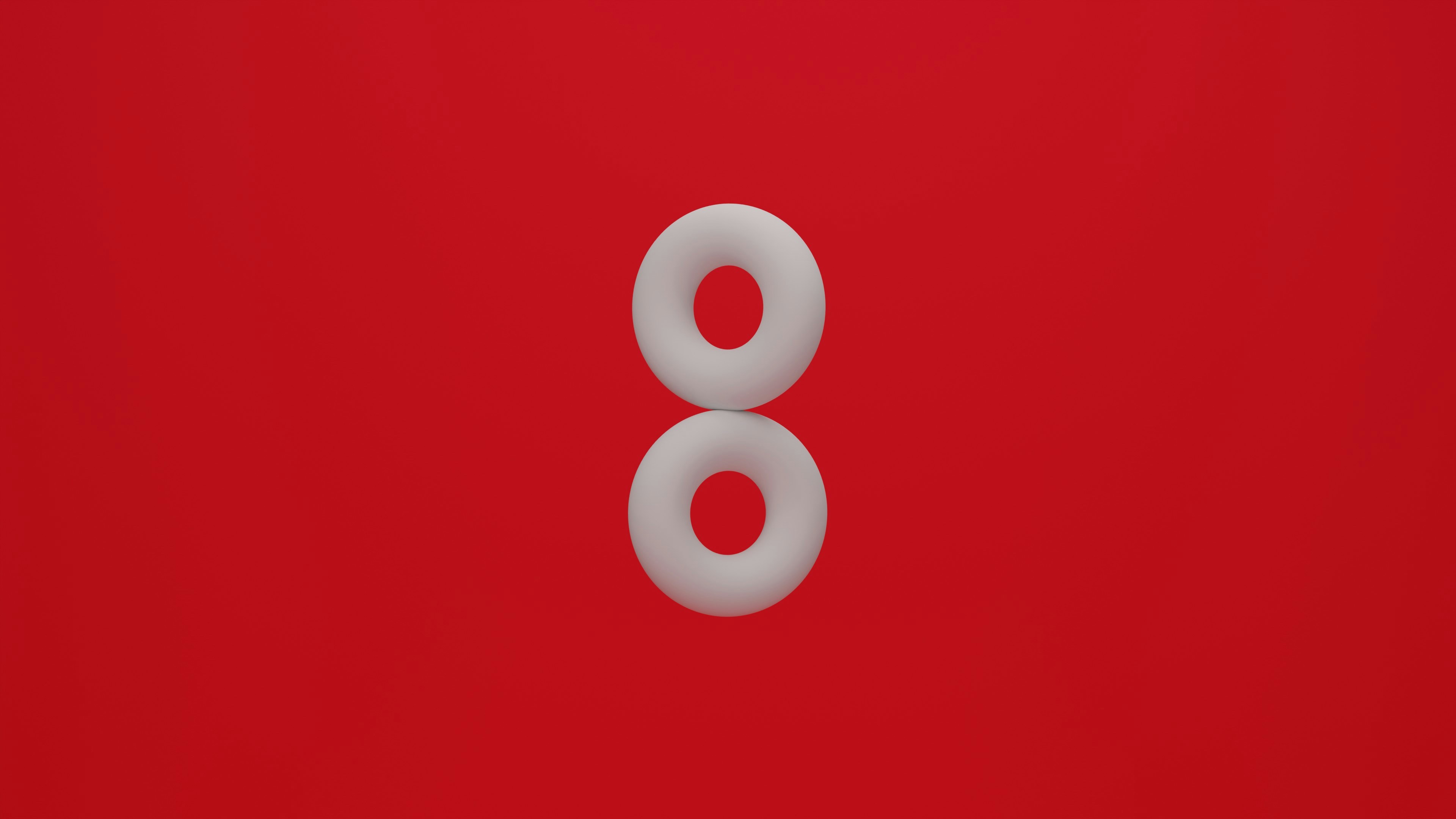 a number eight on a red background