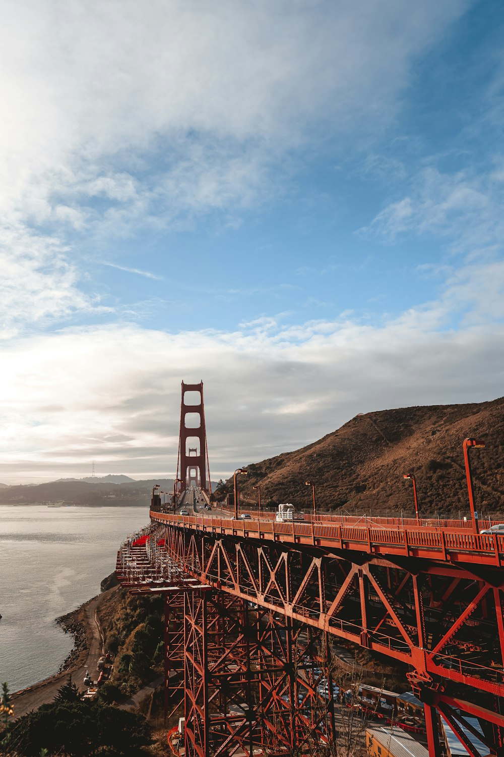 a large bridge spanning over a large body of water