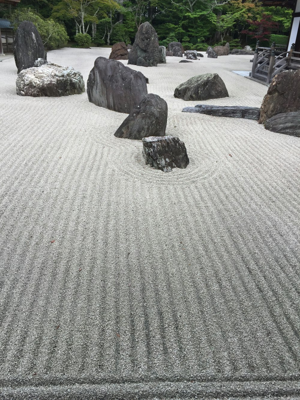 a rock garden with rocks and gravel