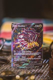 a close up of a card on a table