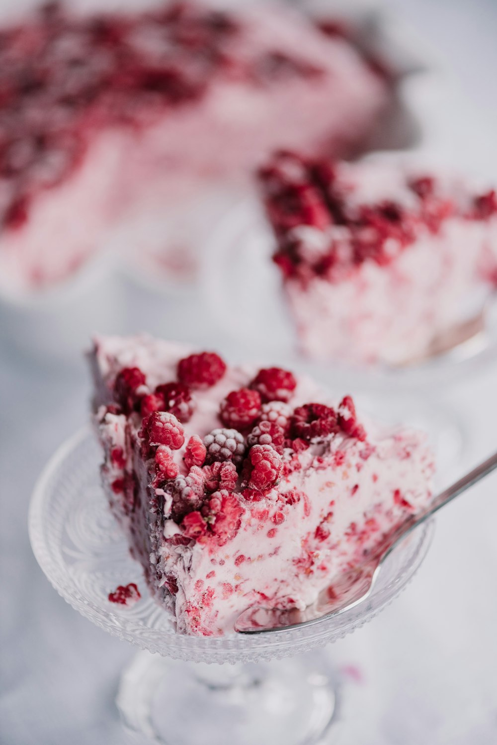 a close up of a piece of cake on a plate