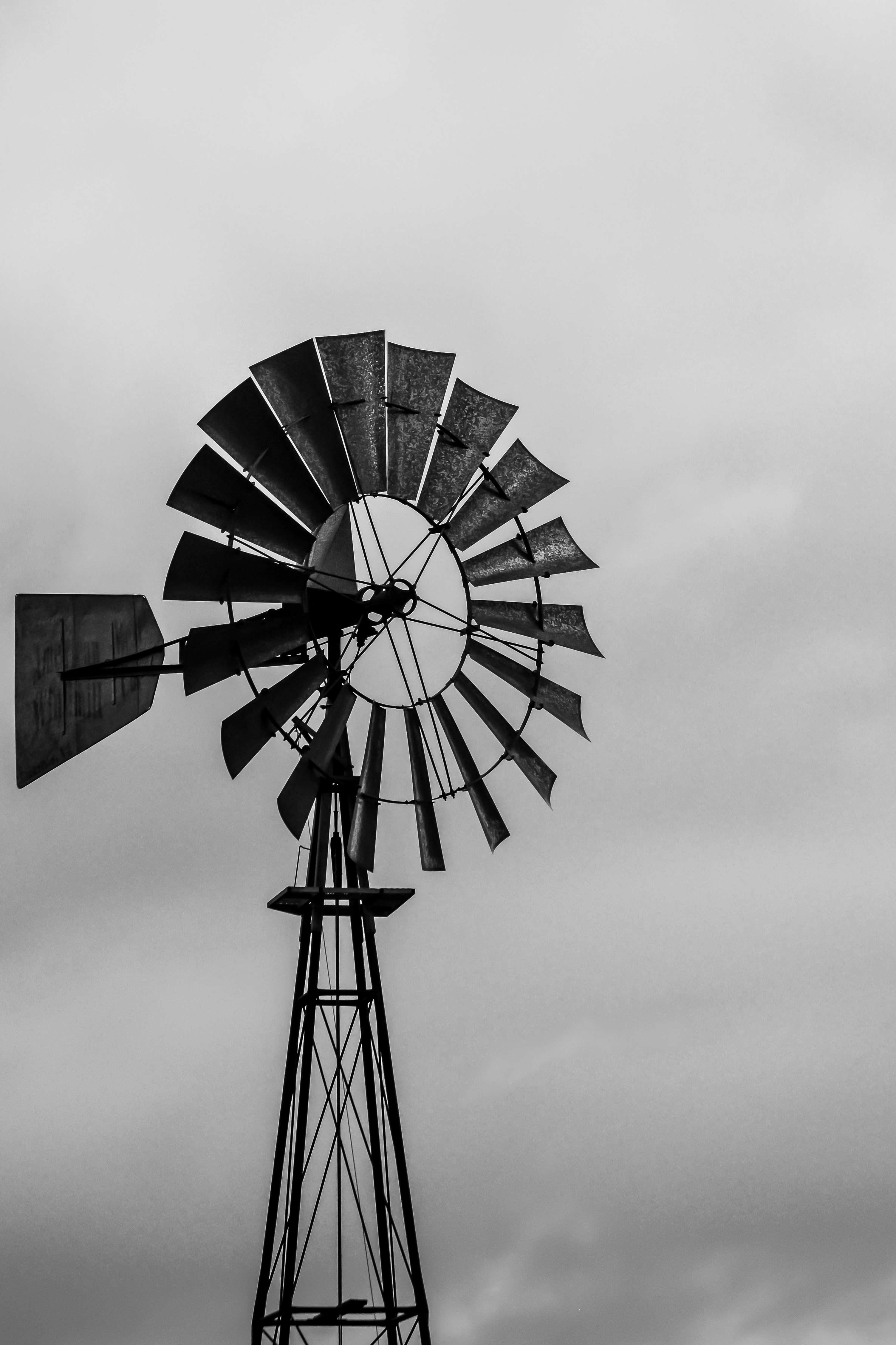 a black and white photo of a windmill