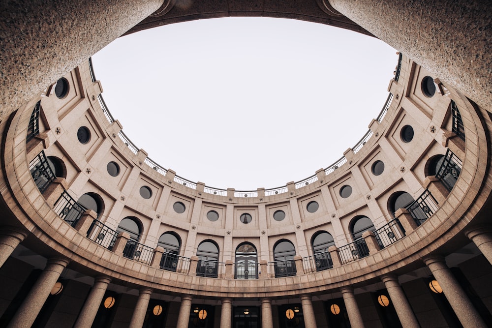 a round building with a skylight in the middle