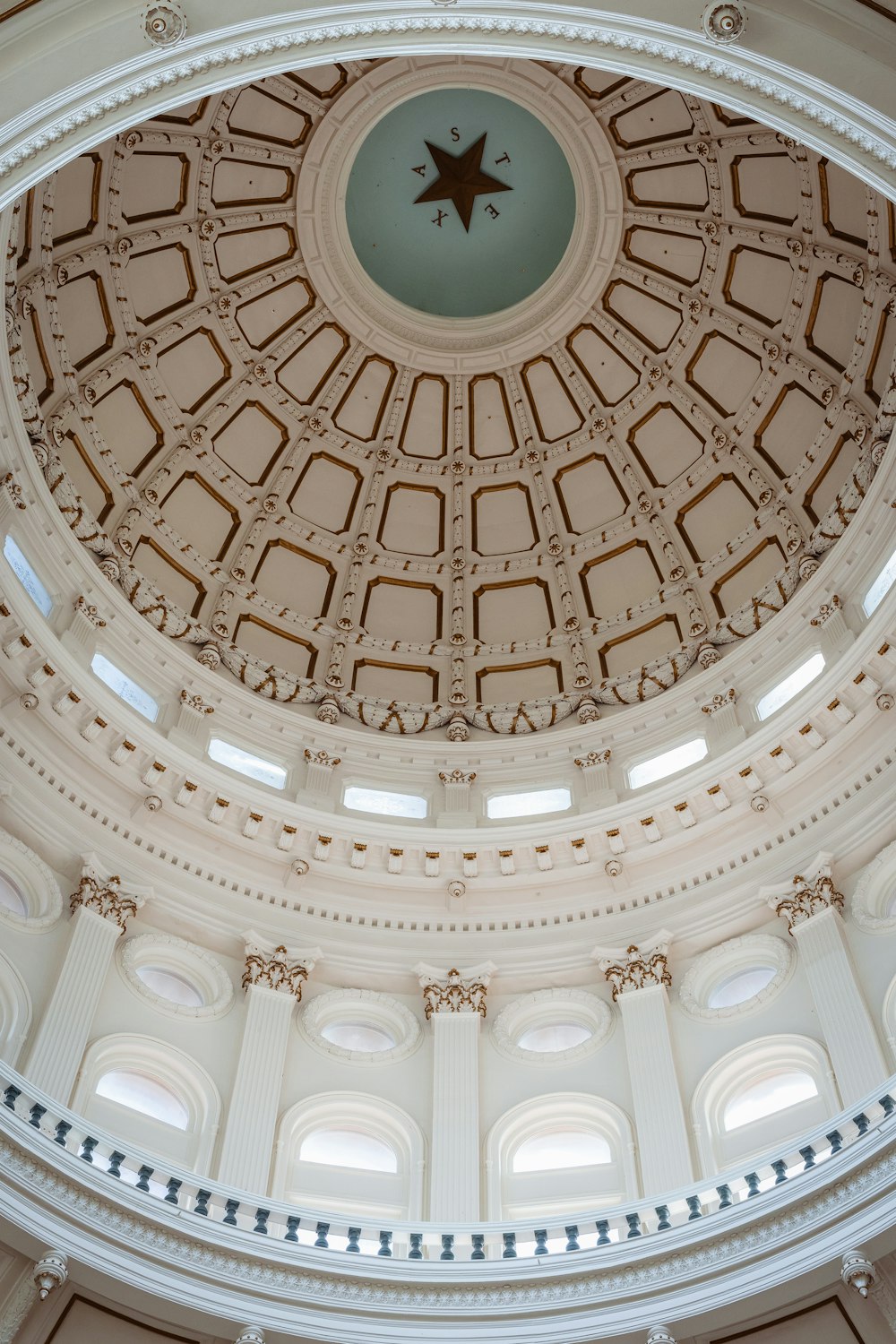 the ceiling of the dome of a building