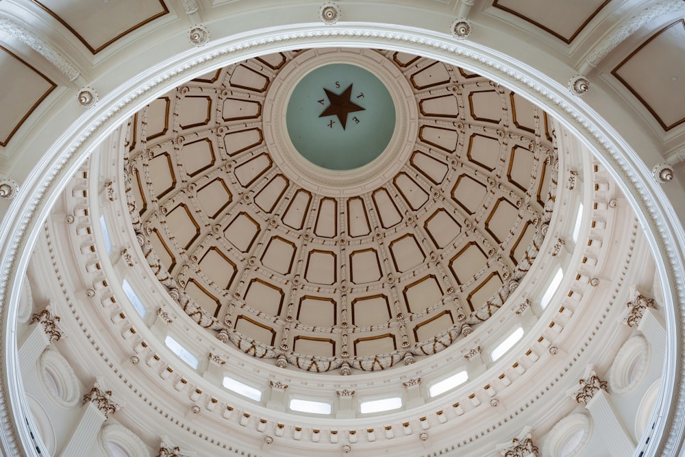 the ceiling of the dome of a building