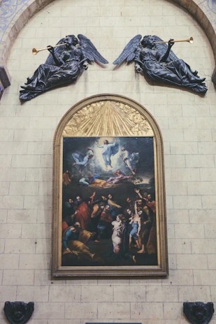 A dramatic painting capturing the Siege of Jerusalem with crusaders scaling the city walls.