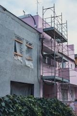 a building with scaffolding on the side of it