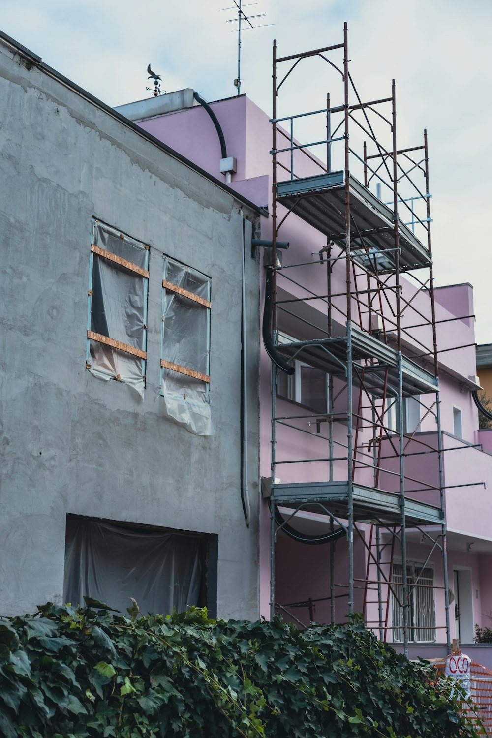 a building with scaffolding on the side of it