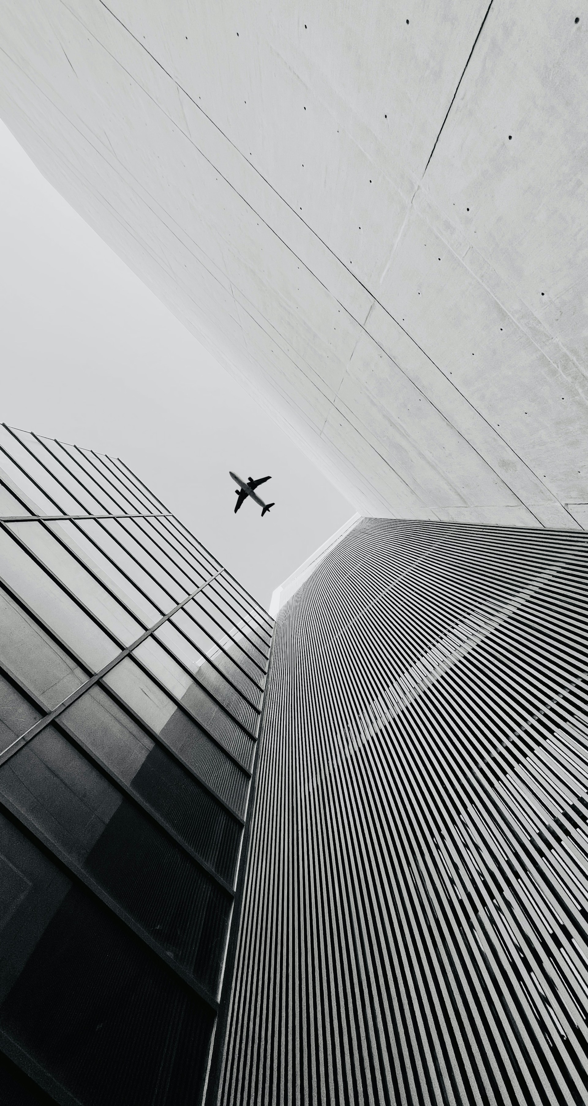 a black and white photo of a plane flying in the sky