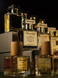 a display of different types of perfume bottles