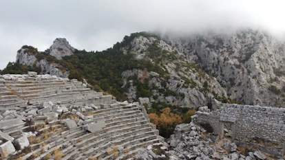 a view of the ruins of an ancient greek city