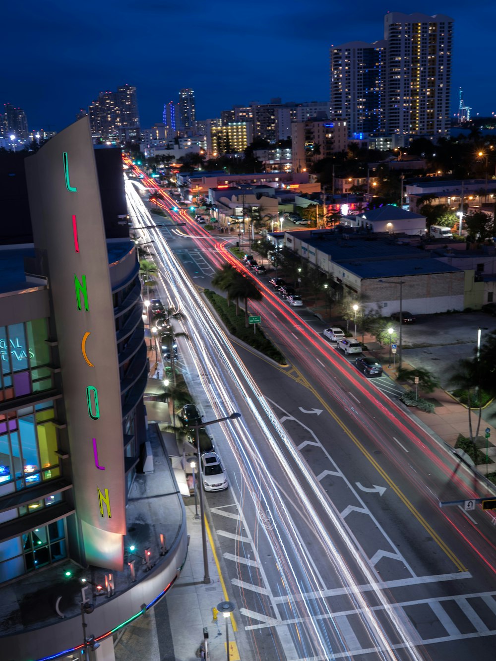 a view of a city at night from a high point of view