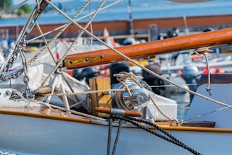A close-up of maritime surveying tools on a boat.