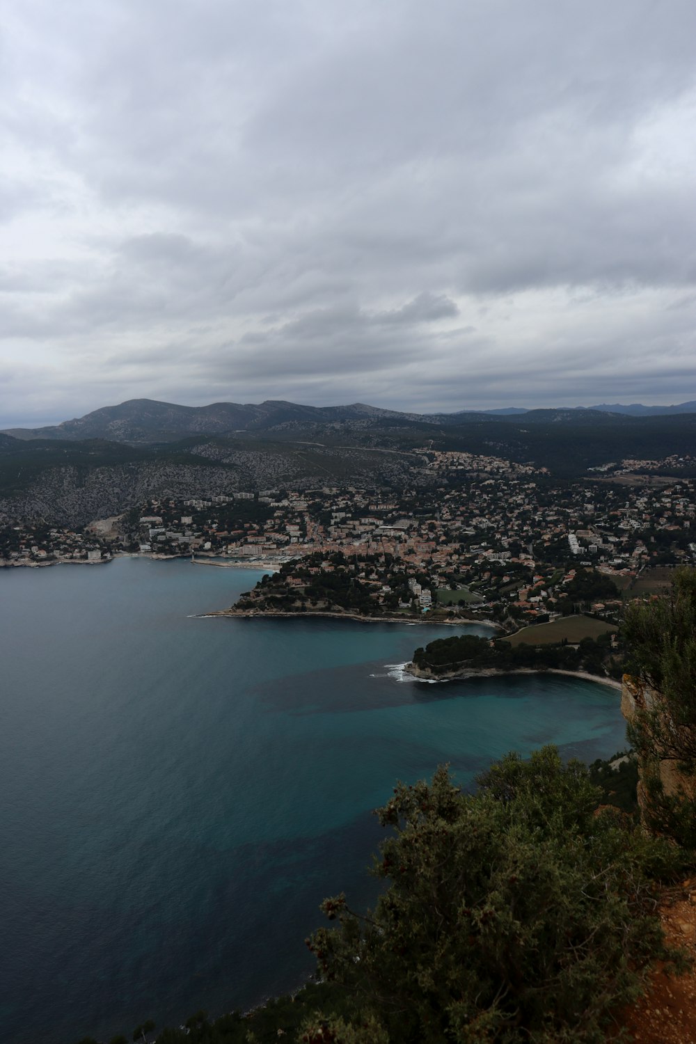 a large body of water surrounded by mountains