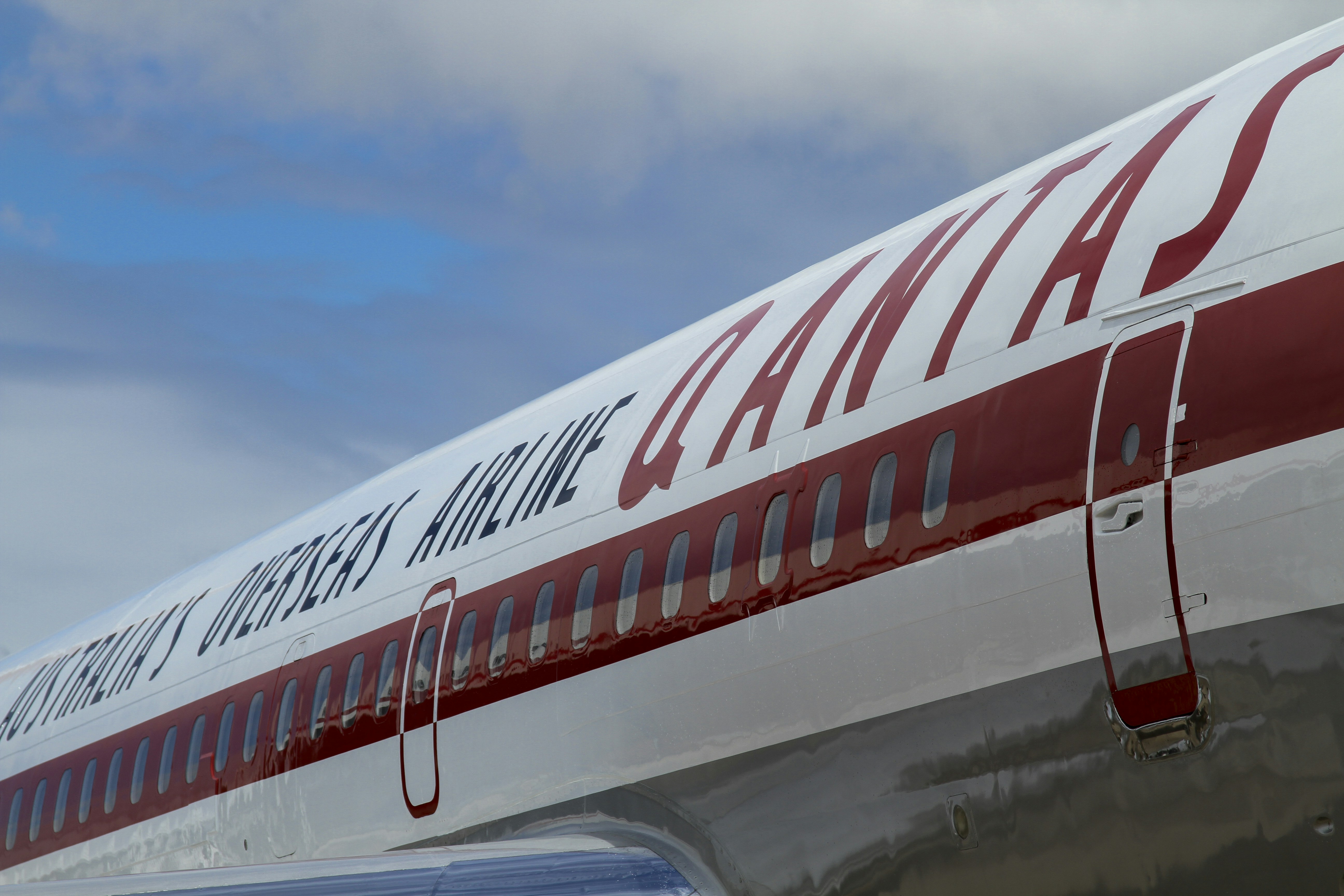 a close up of the tail end of a plane, 