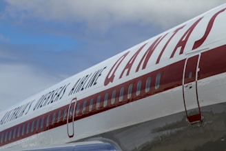 a close up of the tail end of a plane