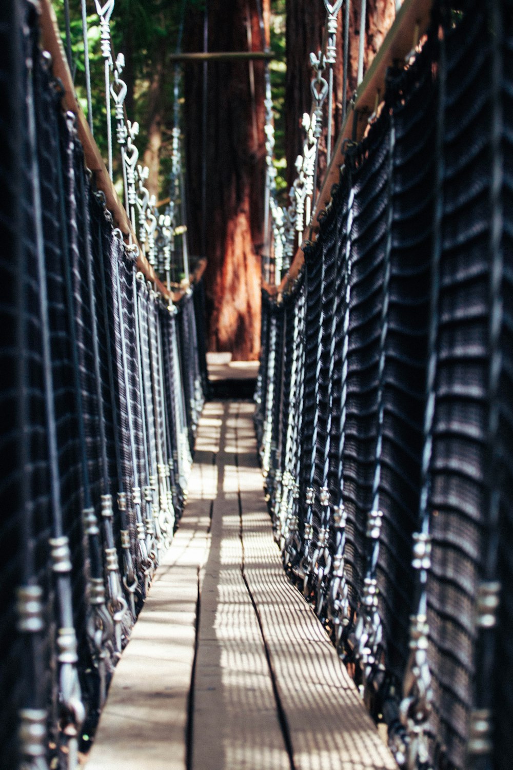 a walkway that has a bunch of metal bars on it