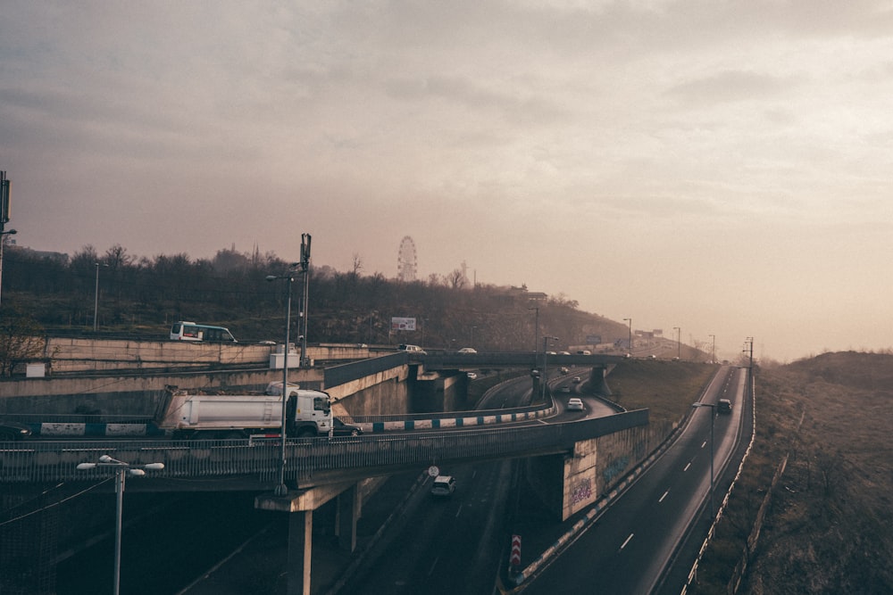 a highway with a bunch of cars on it