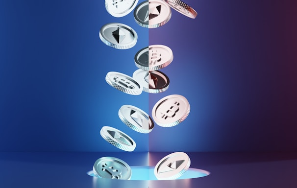 a group of buttons flying through the air
