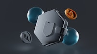 a metal object with a bitcoin coming out of it