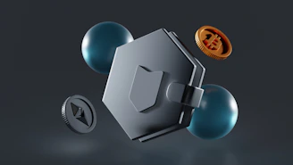 a metal object with a bitcoin coming out of it