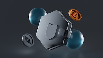 a metal object with a bitcoin coming out of it