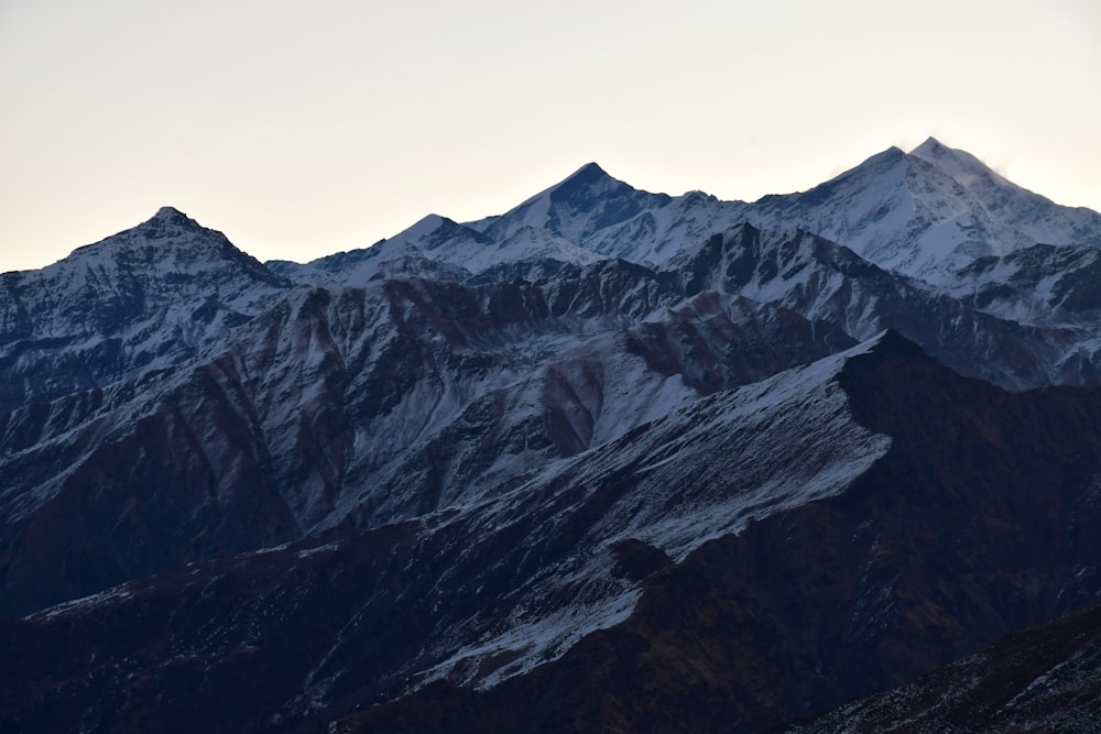 a view of the top of a snowy mountain