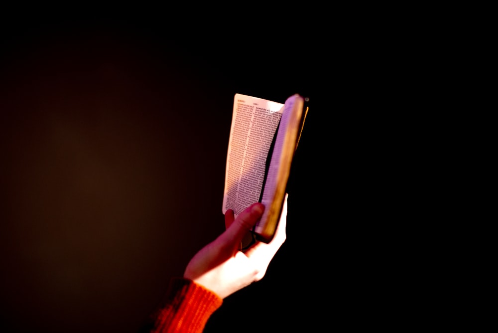 a person holding a book in their hand