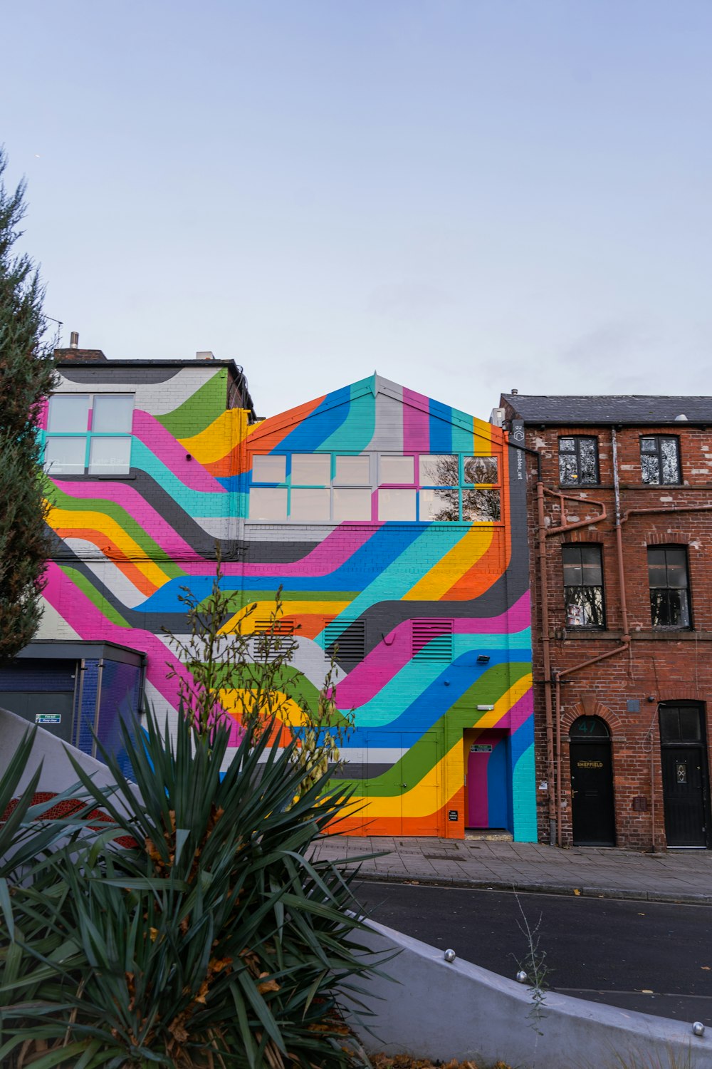 a building with a colorful mural on the side of it