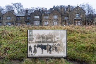 An old photograph of a historic landmark along the route.