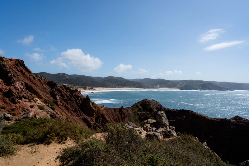 A view of the ocean from a rocky outcropping