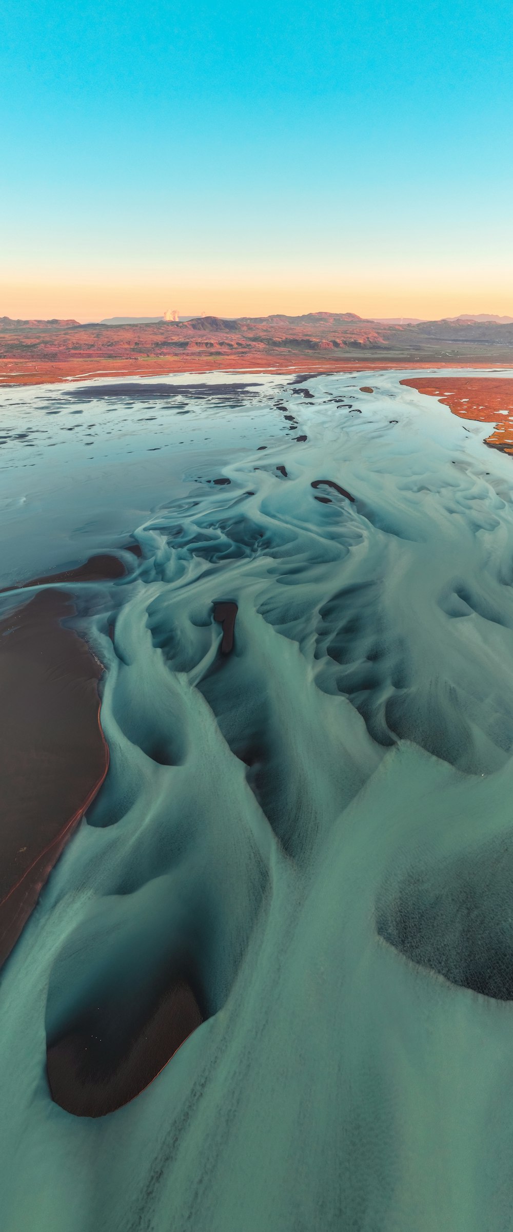 an aerial view of a body of water