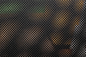 Close-up of moisture-wicking mesh fabric stretched taut, highlighting texture and breathability